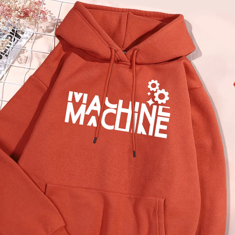 Machine Gear Letter Hoodie Men High Quality Fleece Hoodies British Style Pullover Loose Casual Hoody Flexible Oversize Tops