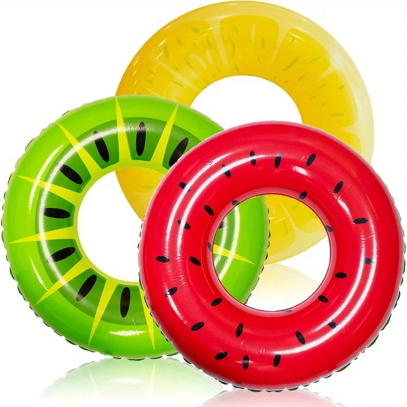 JOYFY 32,5 Zoll aufblasbares Schwimmreifen-Floß (3er-Pack) mit Sommerfrüchte-Motiv, Poolspielzeug für Schwimmbad-Party-Dekorationen