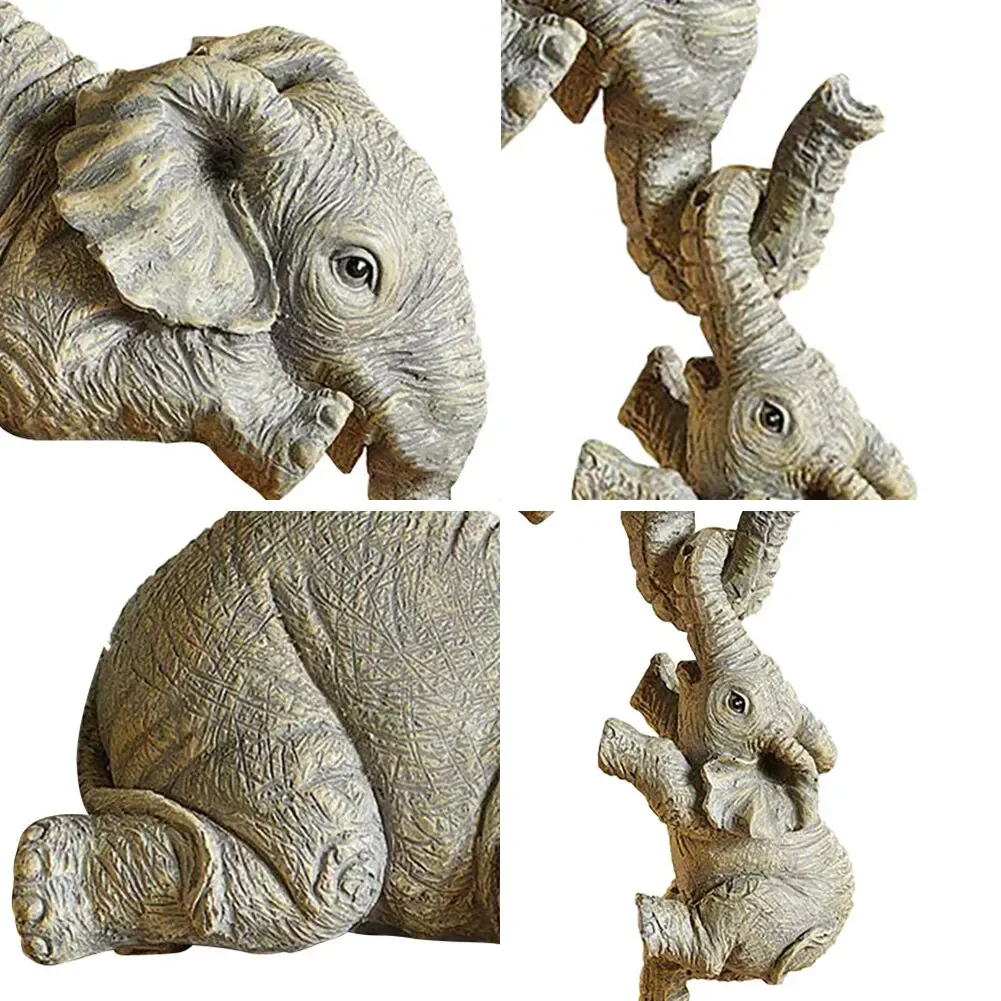 3 Pieces of Elephant Mother Hanging 2 Baby Kawaii Lucky Decoration Statue Figurines Resin Crafts Home Living Room Decorations