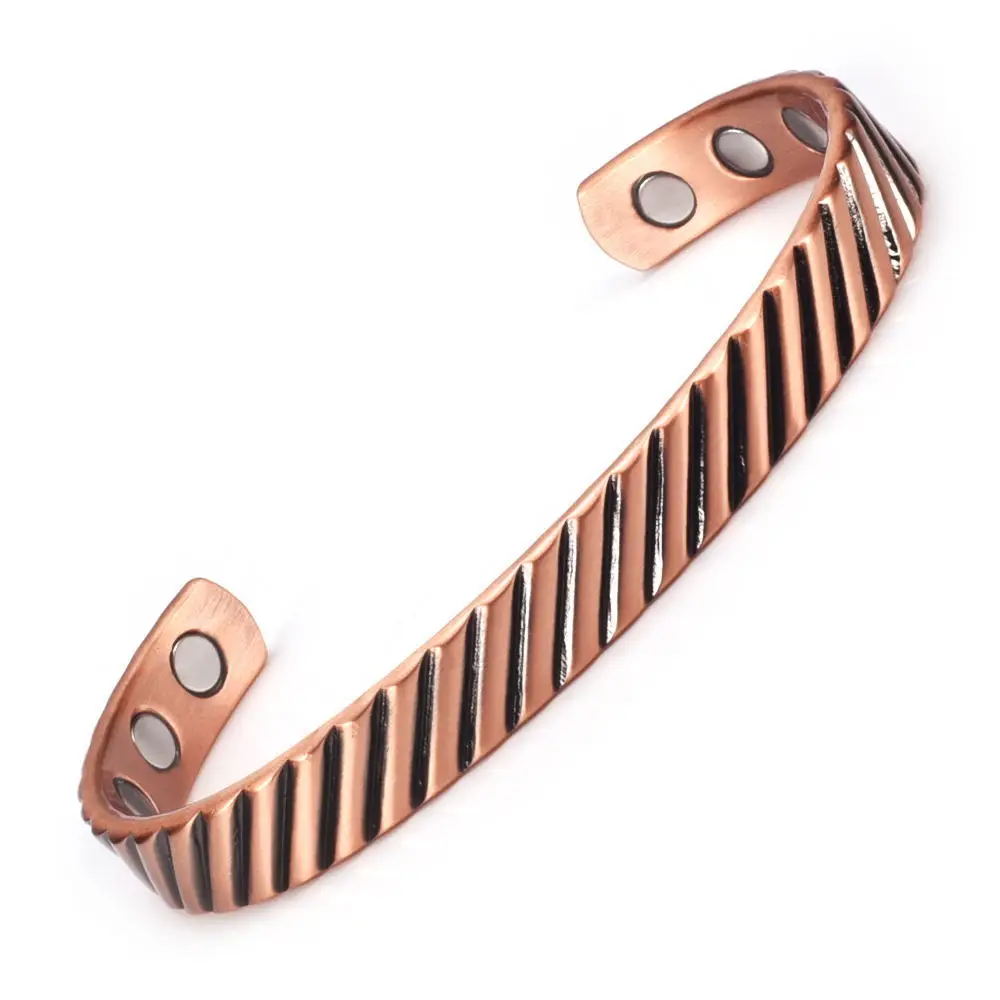 

Minimalist Red Copper Magnetic Open Cuff Bracelet Magnetic Negative Ion Antioxidant Fat Burning Bracelet