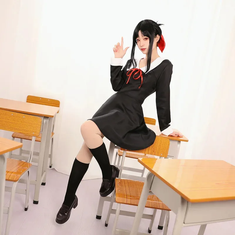 Anime kaguya-sama: amor é guerra shinomiya kaguya fujiwara chika cosplay traje vestido de halloween cosplay trajes adereços peruca