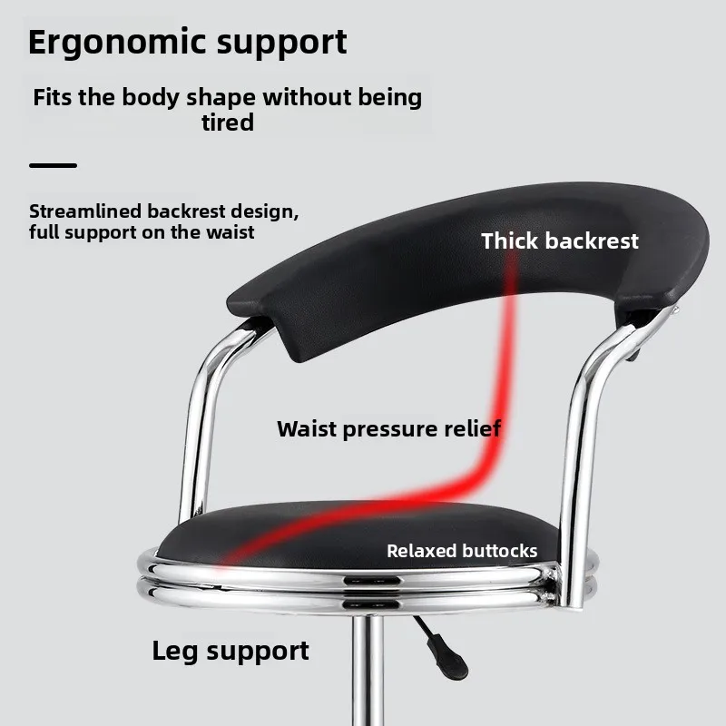 Modern 360° Swivel Adjustable Height PU Leather Bar Stool with Round Backrest - Rebound Sponge Seat for Salon & Kitchen