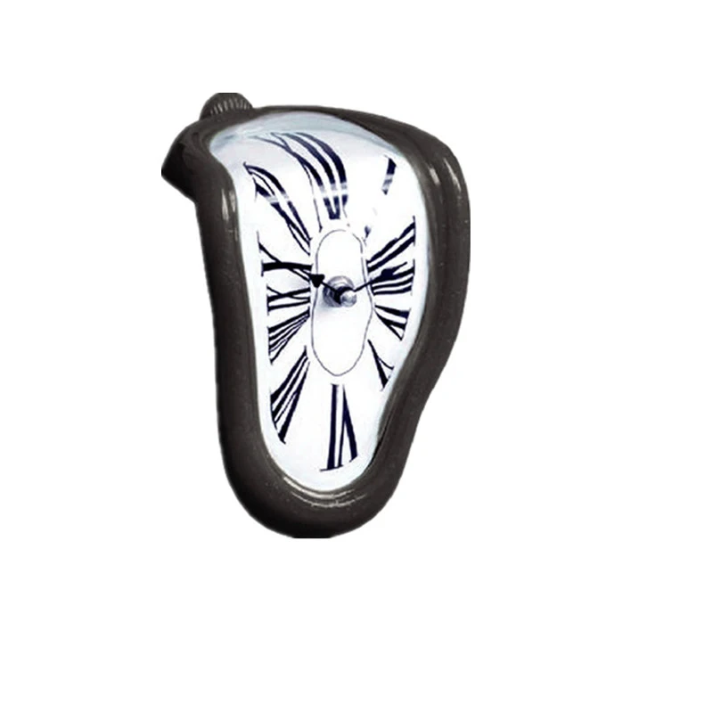 

Right-Angle Distortion Melted Desk Clock – Roman Numeral Standing Clock with Bell Base, Creative Décor for Bedroom