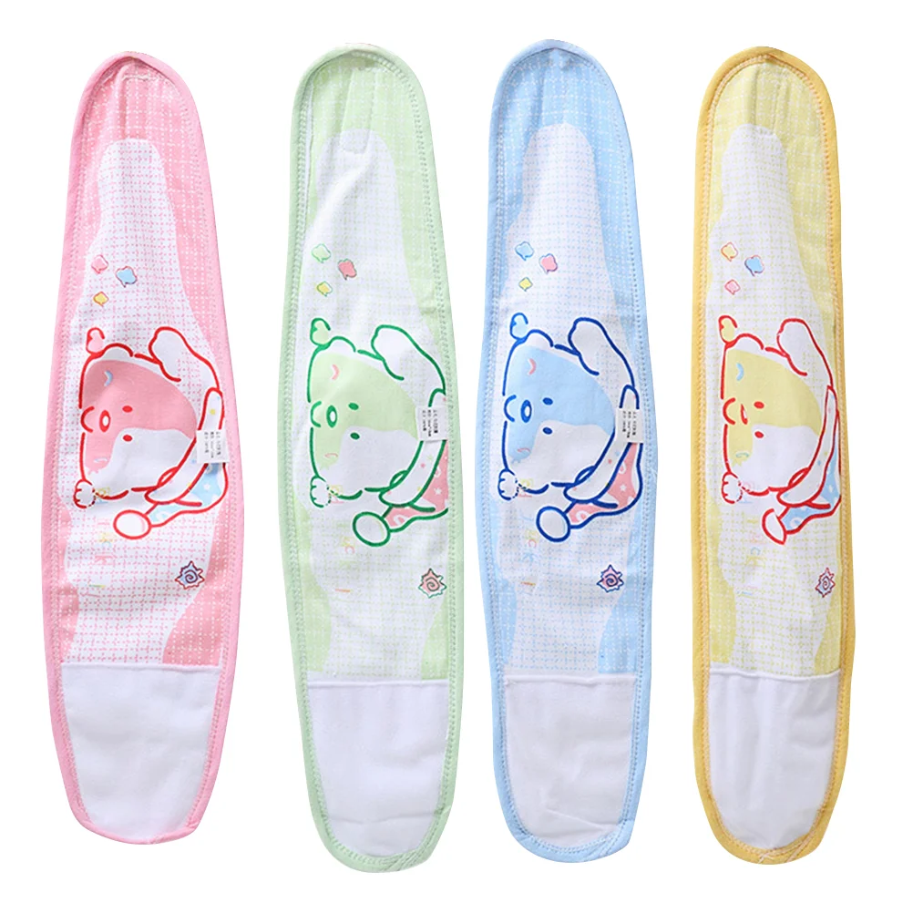 

4pcs Cartoon Navel Band Adjustable Newborn Bellyband Belly Band Baby Infant Umbilical Belt Navel Protection Belt (Mixed Color)