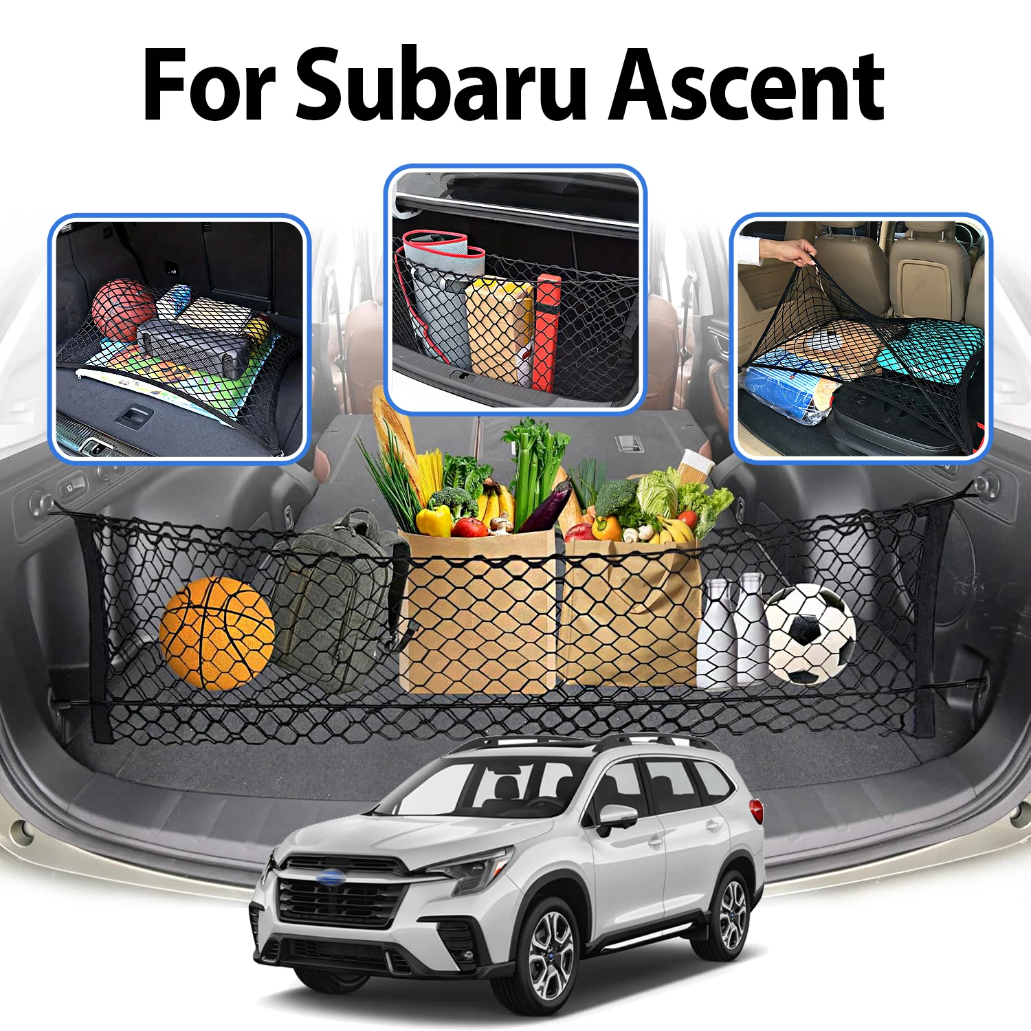 

Trunk Organizer Cargo Net for 2019-2023 2024 2025 Subaru Ascent - Envelope Cargo Net - Premium Mesh Flexible Car Trunk Organizer