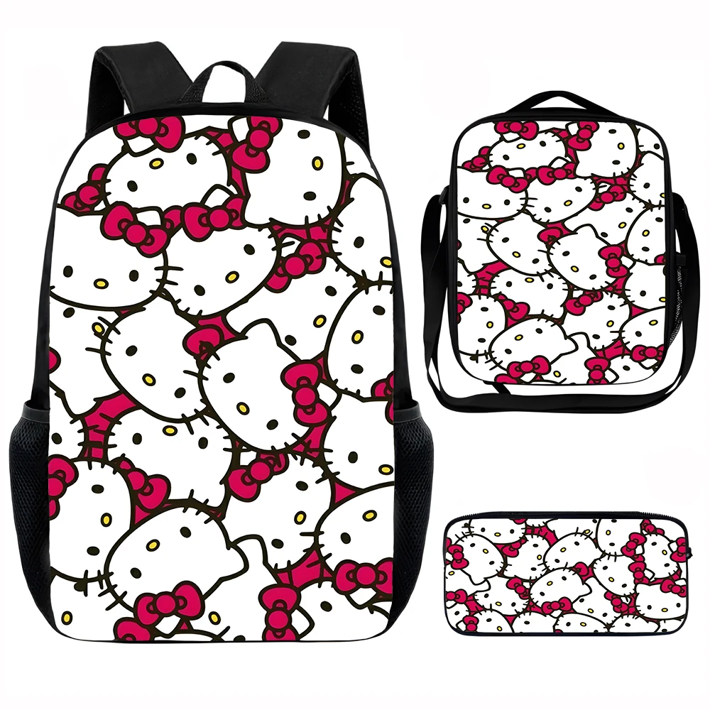 

Cute H-hello K-kitty Child School Backpack with Lunch Bags ,Pencil Bags ,School Bags for Boys Girls Best Gift