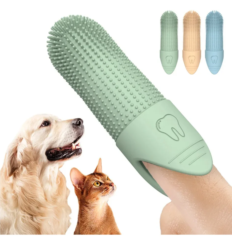 

Dog Toothbrush, 360° Cleaning Finger Toothbrush for Dogs, Food Grade Silicone Dog Finger Toothbrush for Dogs & Cats Dental Care