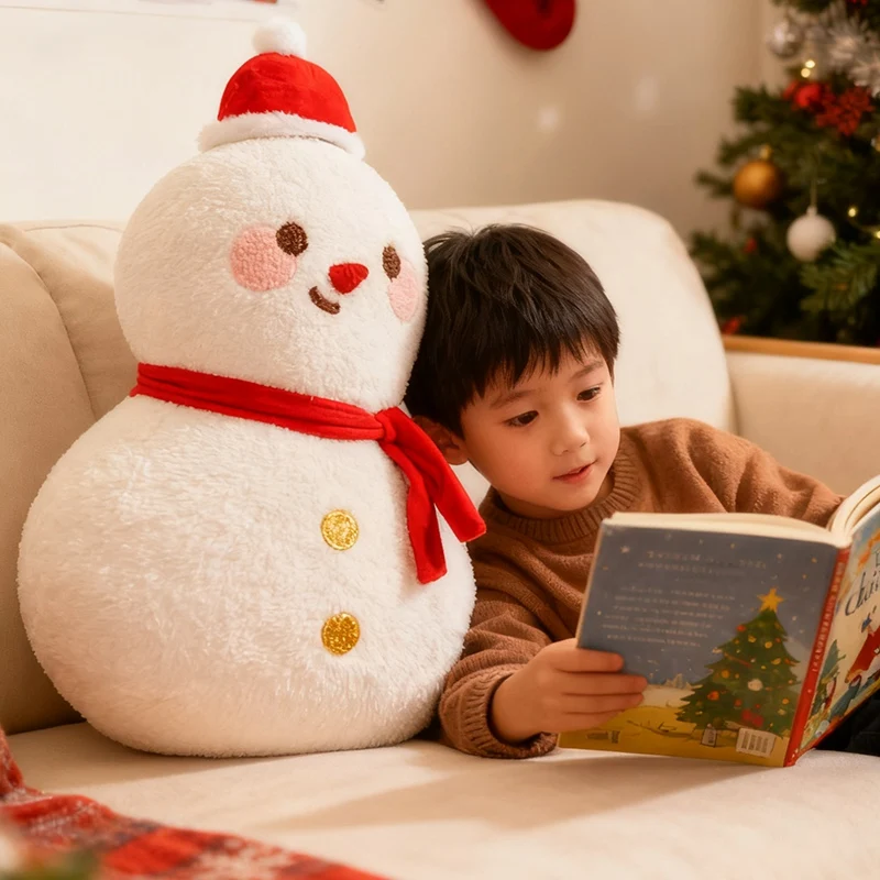 

40cm White Snowman Plush Pillow Stuffed Christmas Day Holiday Cushion Sofa Chair Decoration Gift