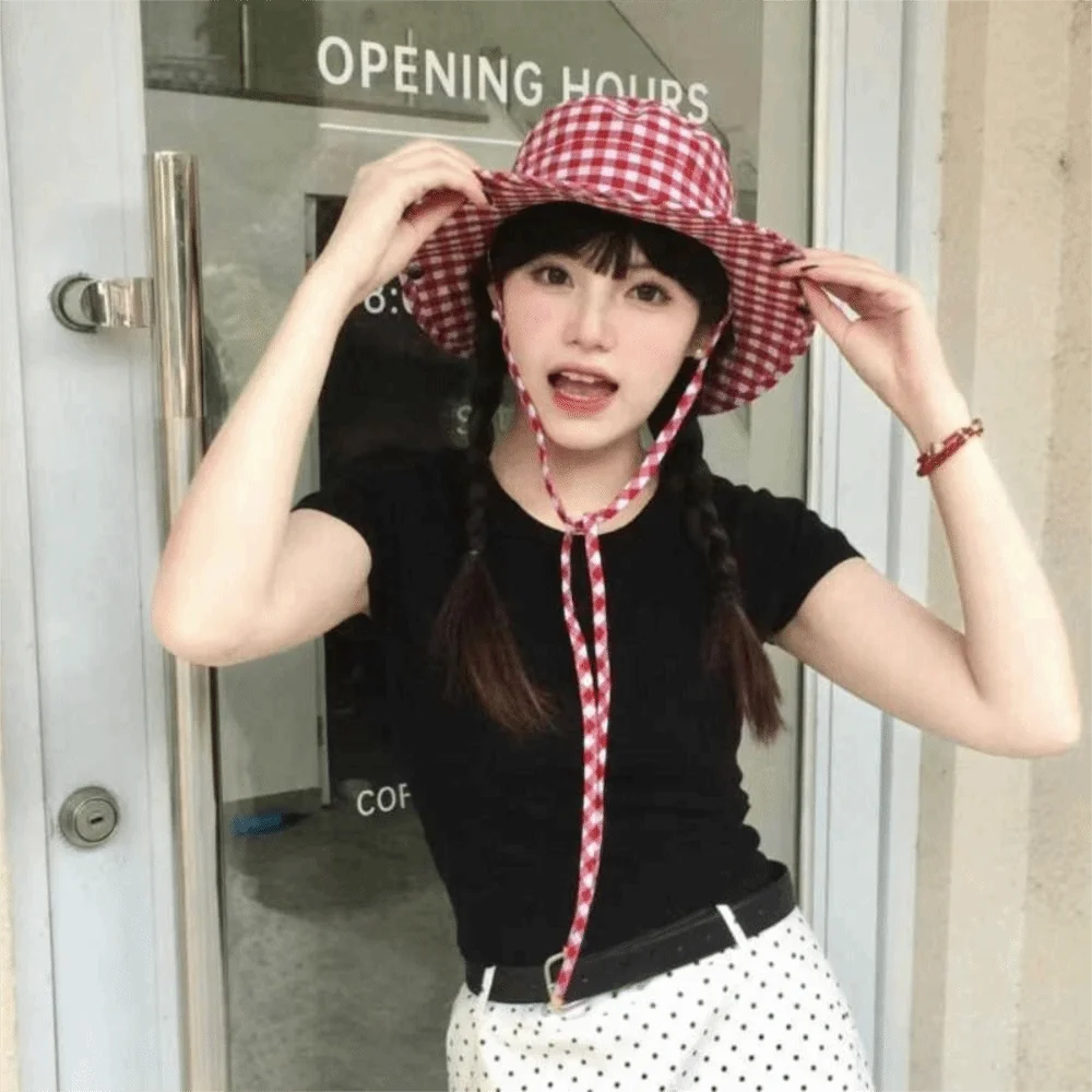Sweet Lattice Y2k Fishmen Hat Japanese UV Protection Bucket Hat Solid Color Waterproof Western Cowboy Hat Outdoor