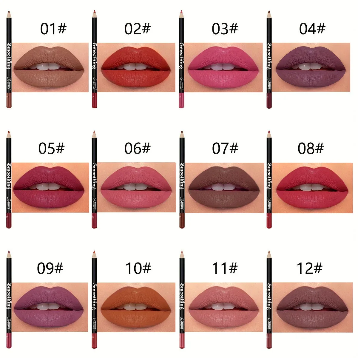 Matte Velvet Lip Liner 12 Colors Lipstick Pen Suit Matte Hook Lip Pencil Makeup Waterproof Lipliner Pencil Brown Lip Liner