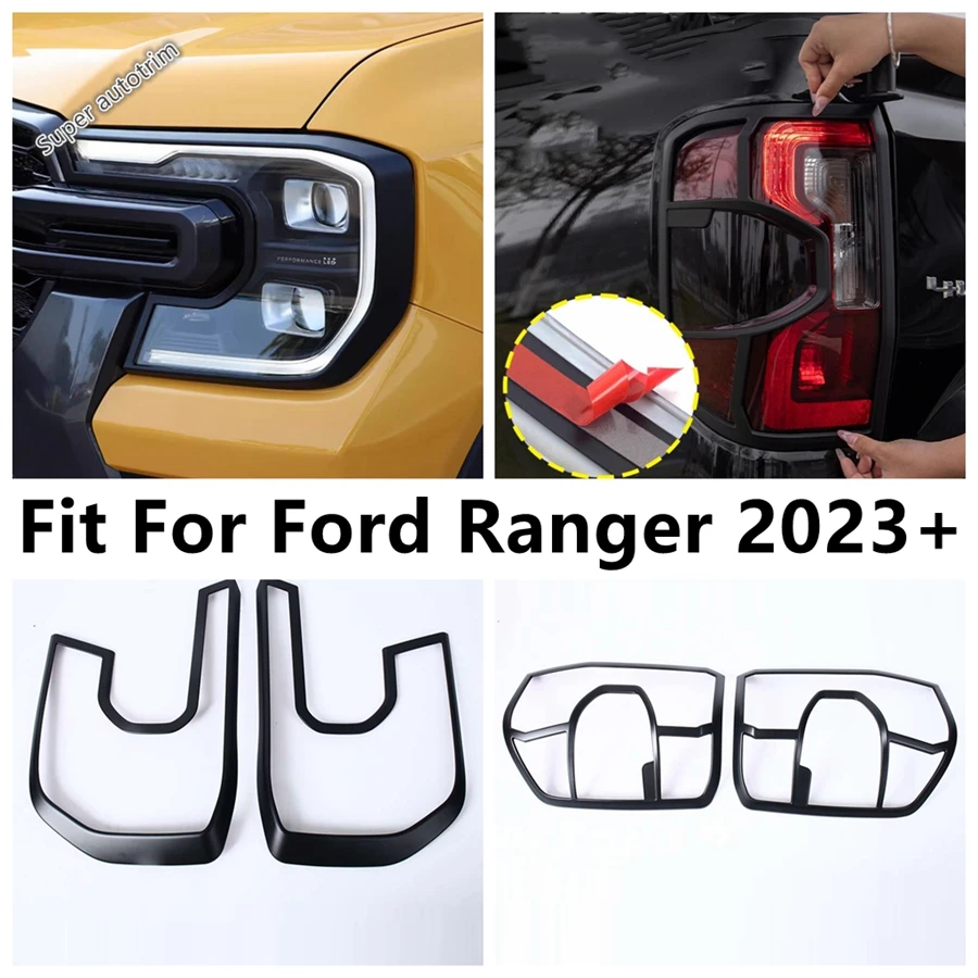 

Car Front Head Light Rear Tail Lamp Frame Decoration Cover Trim For Ford Ranger 2023 2024 ABS Chrome / Carbon Fiber Accessories