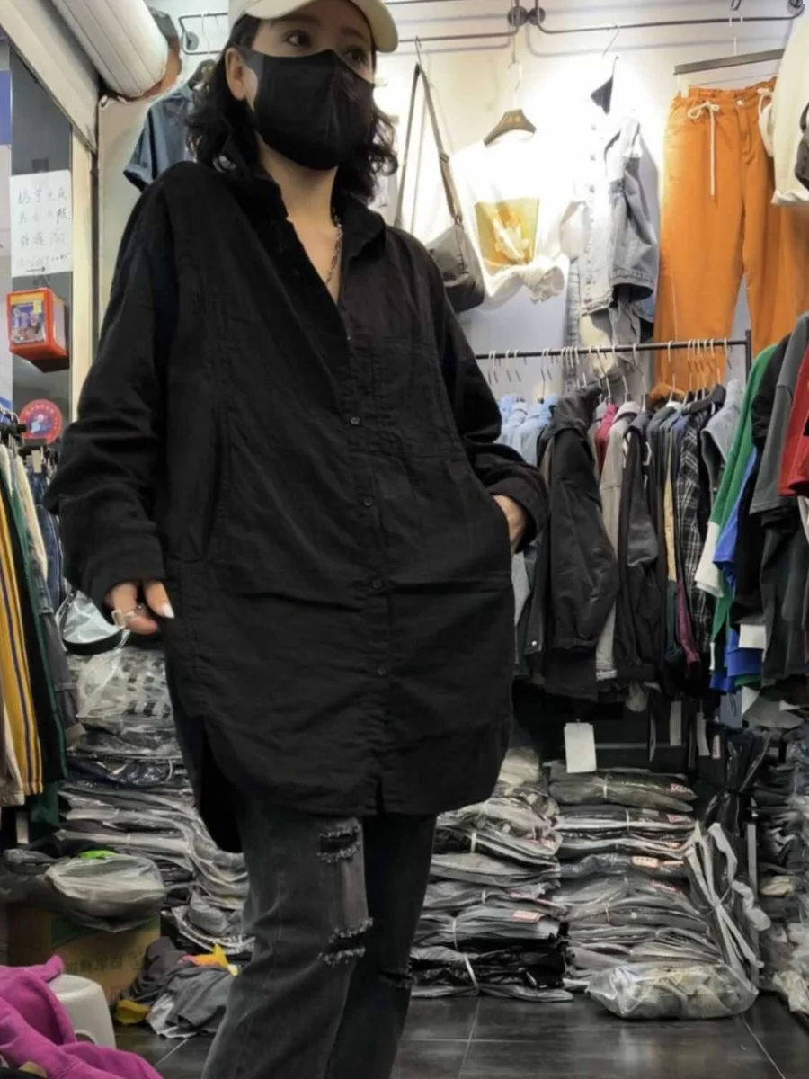 Haut en lin et coton pour femmes, Long Sve Midi, polyvalent, saison printemps, col ajusté confortable, matériau fin