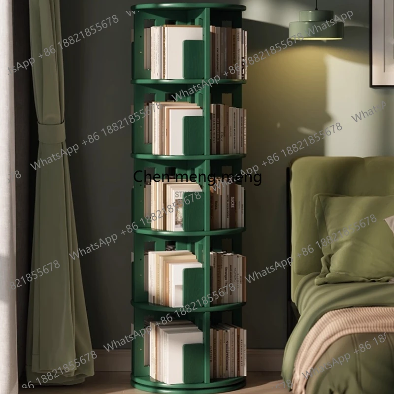 

All Solid Wood Rotating Bookshelf 360 Degree Bookcase Floor-standing Household Picture Book Storage Rack