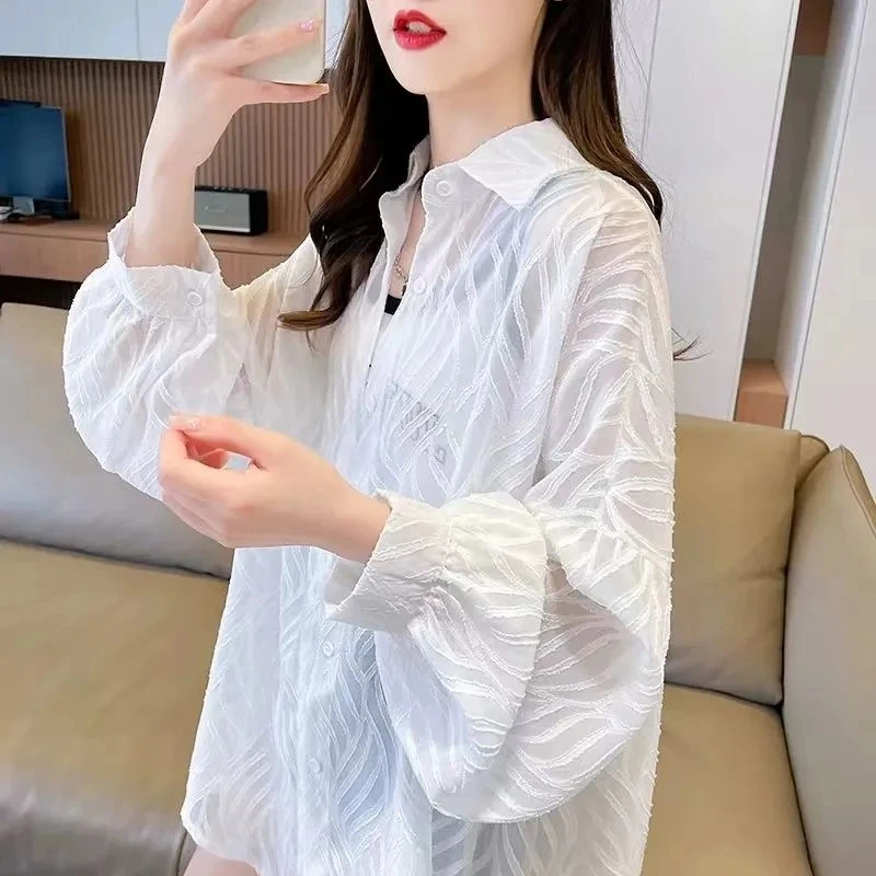 Long-Sleeved Women's Shirts Sunscreens Coat 2026 Summer New Female Loose Thin Cardigan Long Sun Protective Clothing Jacket
