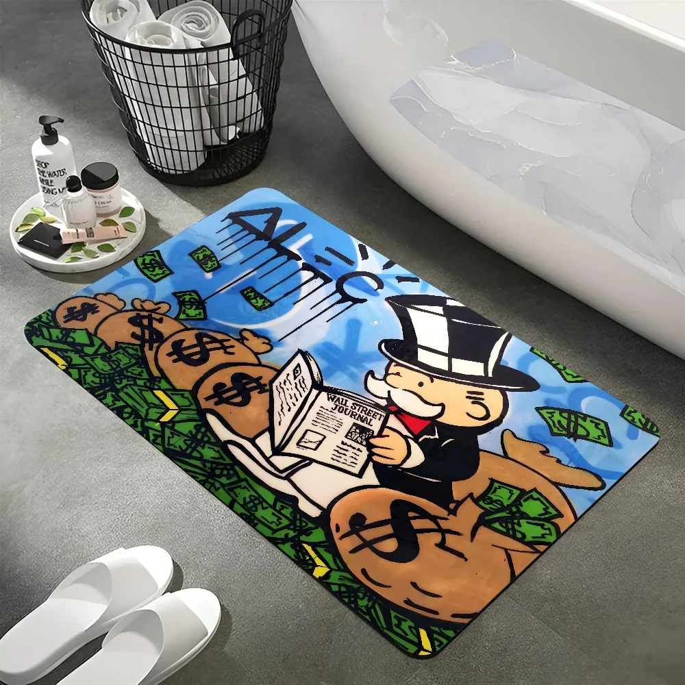 1PC Mr. Monopoly Floor Mat Home Bedroom Kitchen Non-slip Floor Rug, Absorbent Anti-fouling Door Mats