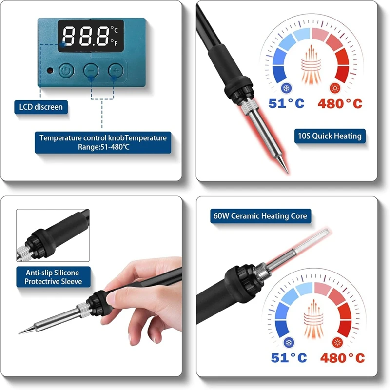 Batterielötkolben für professionelle 18-V-Systeme, GBA-Batterie, 60 W kabelloser Lötkolben, einstellbare Temperatur