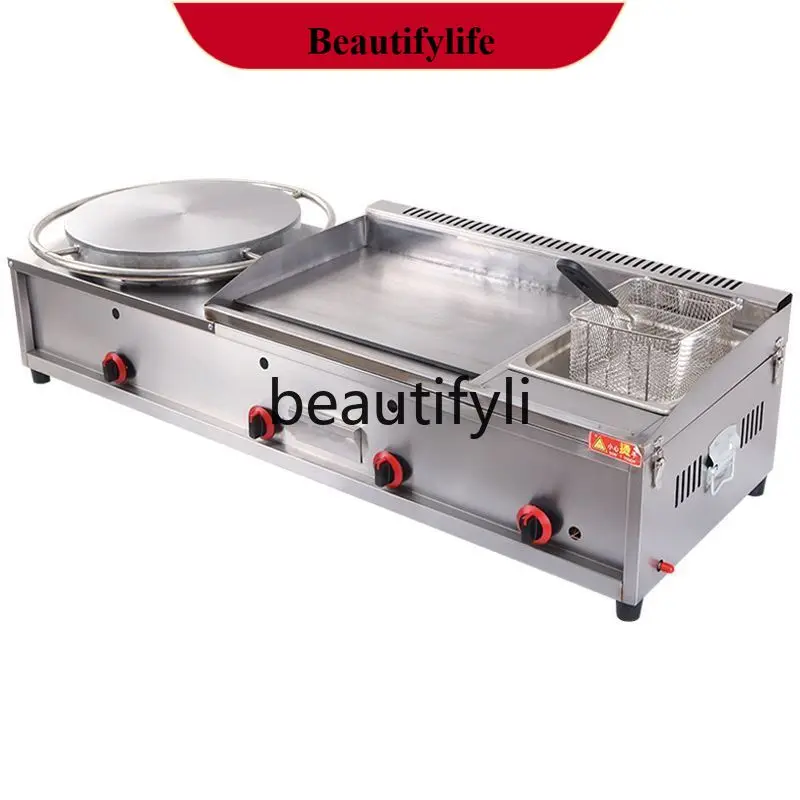 

Gas pancake machine grilling stove fryer combination machine rotating pancake machine stall