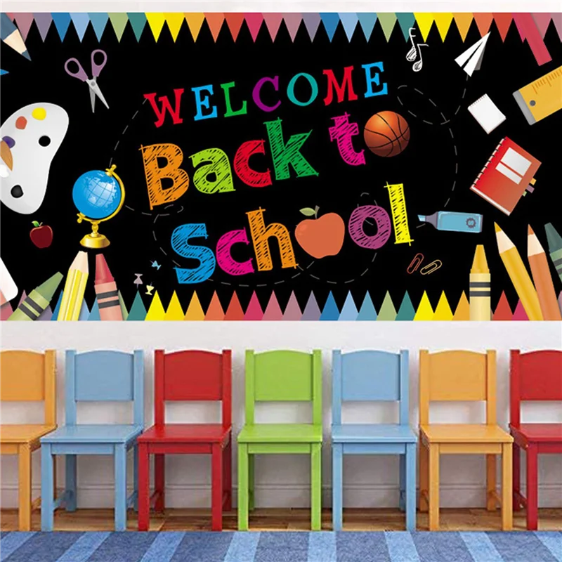 لافتة ترحيب يومية 2X للعودة إلى المدرسة، لافتة خلفية لليوم الأول من المدرسة، مستلزمات تزيين حفلات المدارس للعودة إلى المدرسة