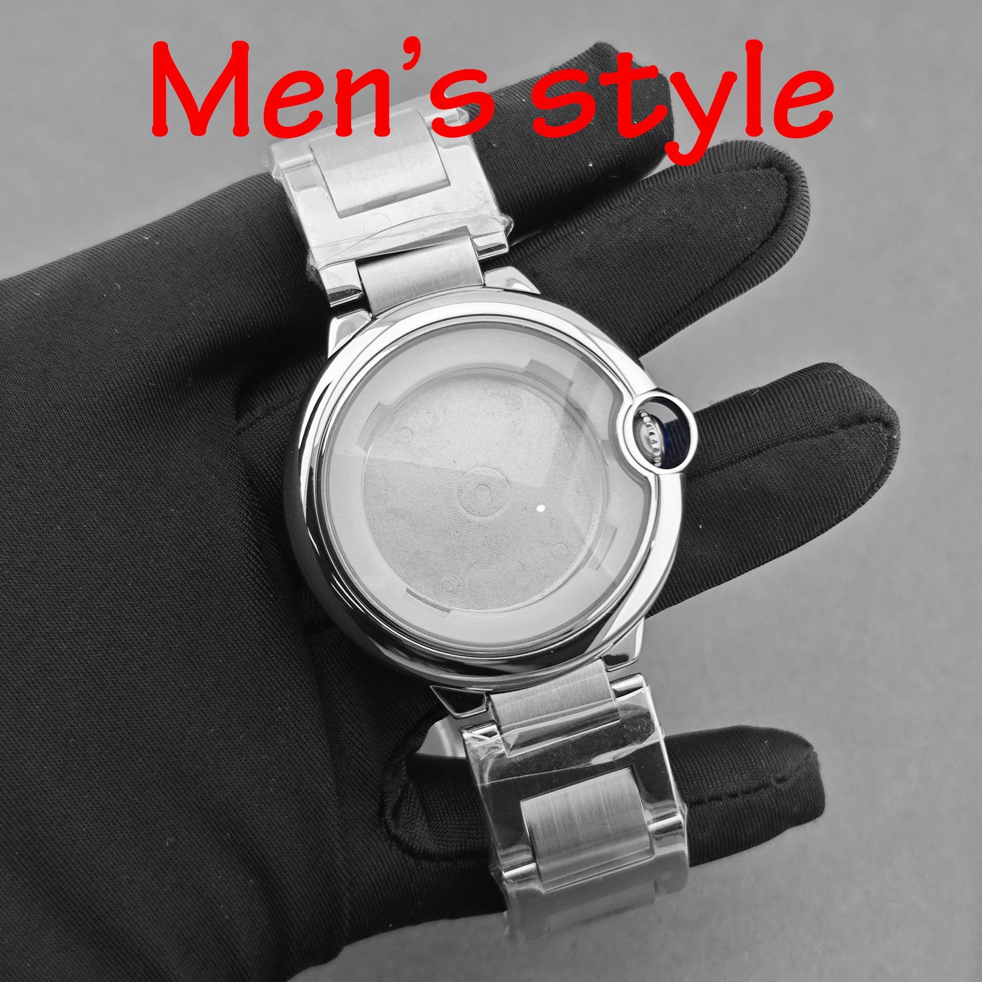 مجموعة علبة ساعة على شكل زوجين مقاسات 42 مم/32.8 مم مادة من الفولاذ المقاوم للصدأ مناسبة لحركات ميوتا 8215 / ST6 مشبك على شكل فراشة