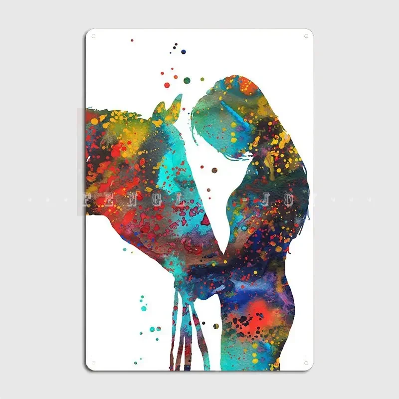 Girl With Horse Poster Metal Plaque Wall Pub Pub Garage Design Poster Tin Sign Posters