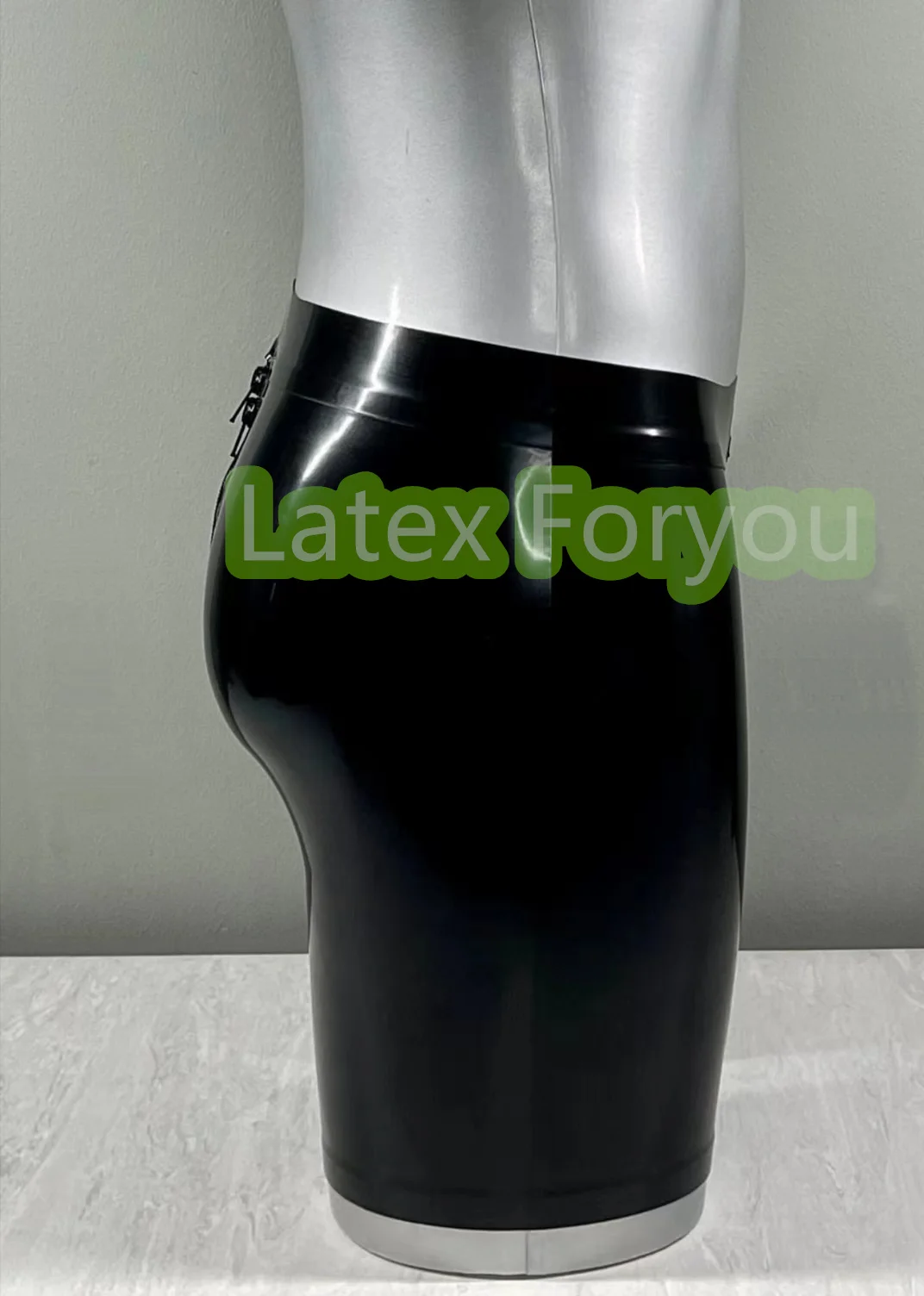 Handmade Fetish Slim Fit Natural Latex Men Crotch Zipper Boxer Sexy Black Rubber Male Shorts Boxer Underwear Hot Sell Lingerie