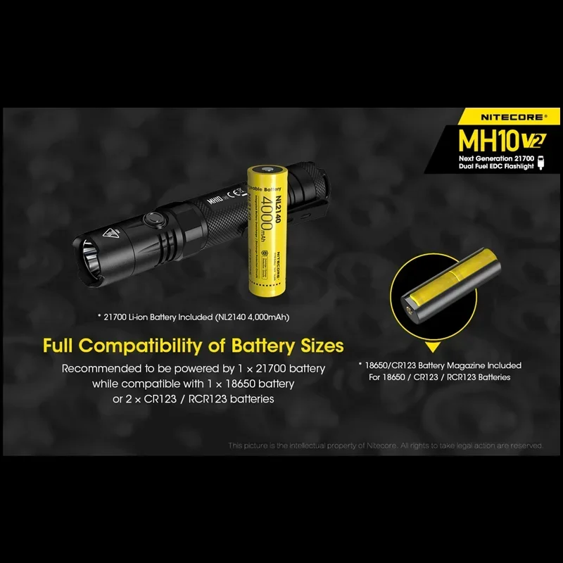 100% оригинальный фонарик NITECORE MH10 V2 XP-L2 V6 светодиодный 1200 люмен USB перезаряжаемый сверхлегкий с батареей 18650