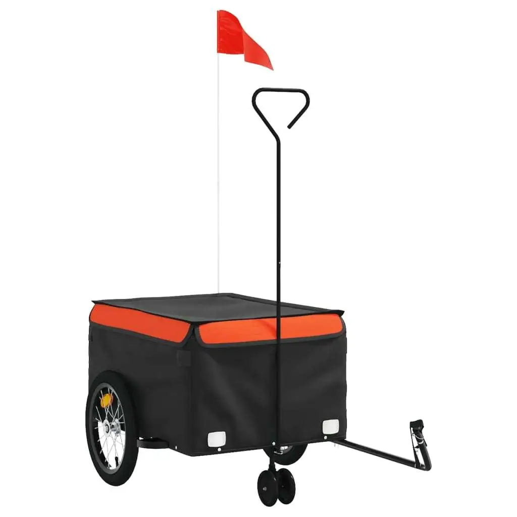 99.2 lb Black & Orange Iron Bike Trailer - Durable & Lightweight Cycling Accessory