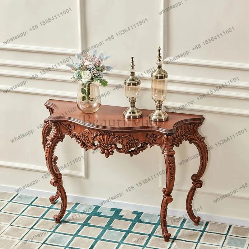 

American entrance table against the wall Solid wood strip few European entrance Narrow table Shelf