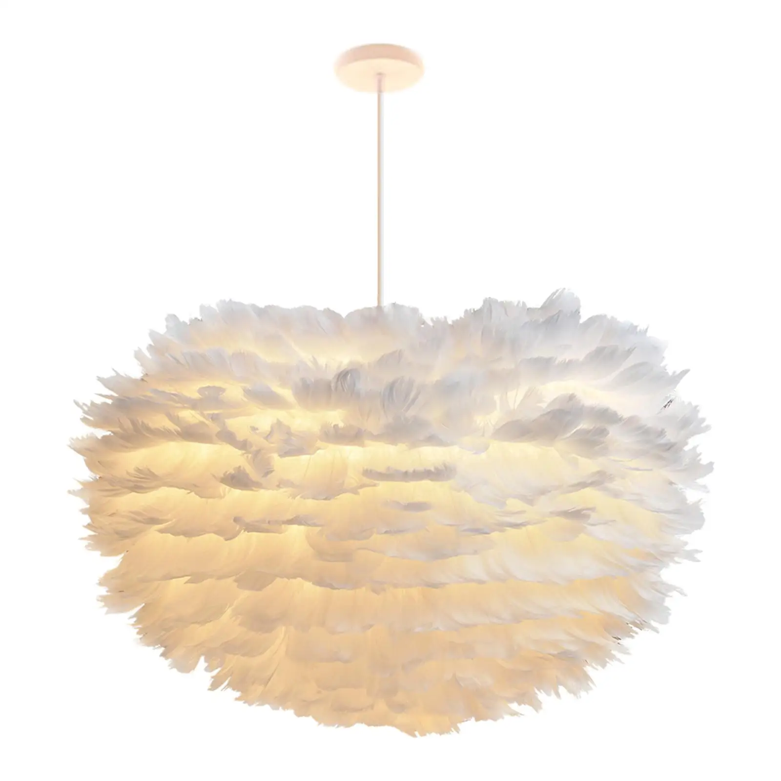 Lightweight Feather Ceiling Fixture Adjustable Chandelier for Holiday Decor, Living Space, Bedroom, Office, Dining Area