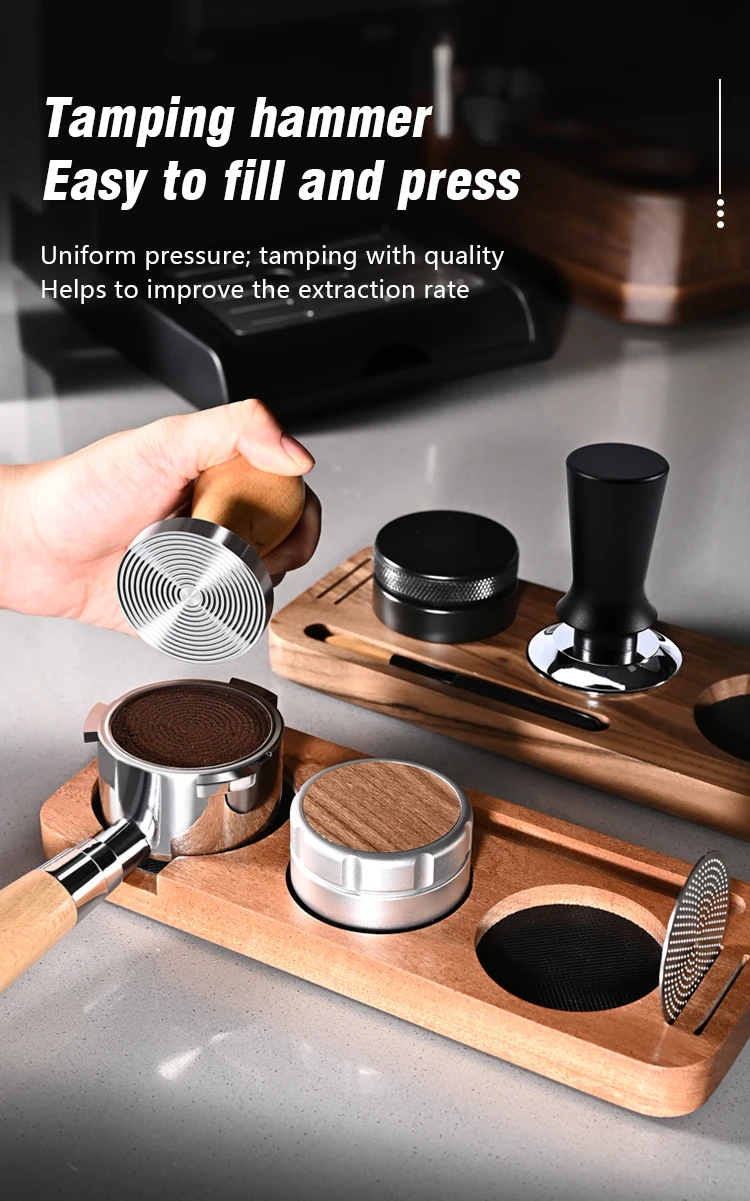 Kaffee-Tamper-Matte Ständer Siebträgerhalter Sapelert Basisgestell aus Walnussholz für 51MM 54MM 58MM Espresso-Zubehör Barista – Detail 8