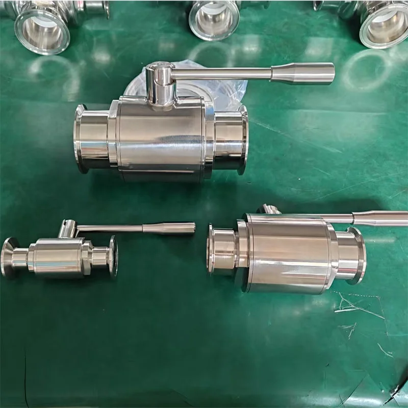 صمام كروي ثلاثي البرسيم من الفولاذ المقاوم للصدأ الصحي الثقيل اليدوي