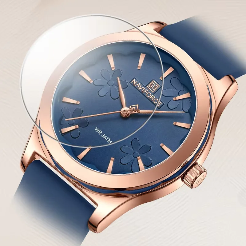 NAVIFORCE Unique Design Flower Dial Women Quartz Watch Silica Strap Fashion Luxury Waterproof Ladies Wristwatch Relogio Feminino