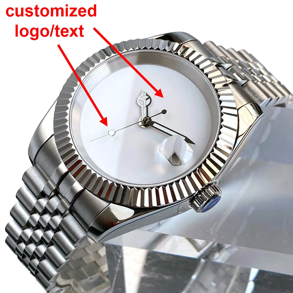 Customized 39mm White Dial Men's Watch Calendar 10ATM NH35A Automatic Man Watch Mechanical Sports Wristwatches 2025
