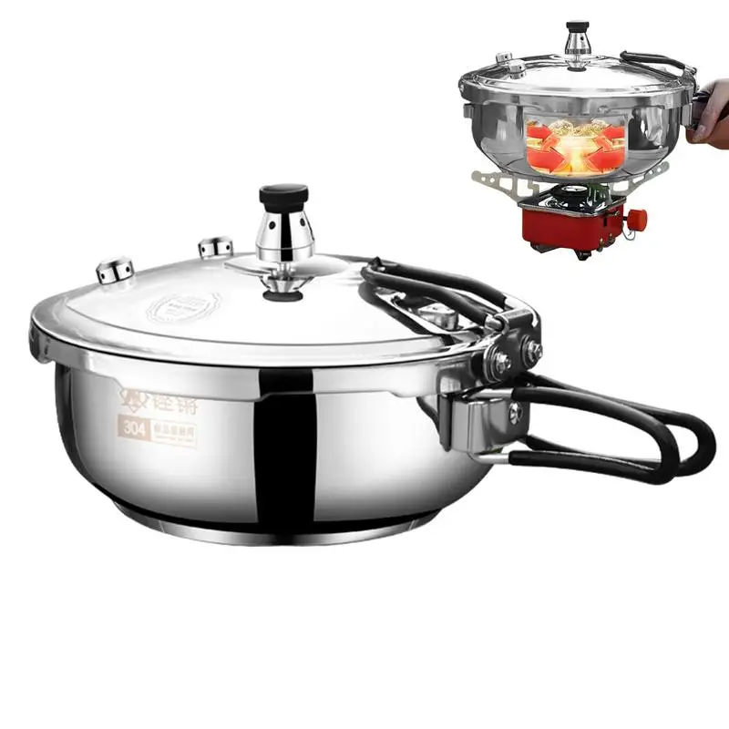 Camping Small Pressure Cooker 80KPa High-pressure Pot With Valve Safeguard Stainless Steel Cooking Pot Canning Pressure Canner