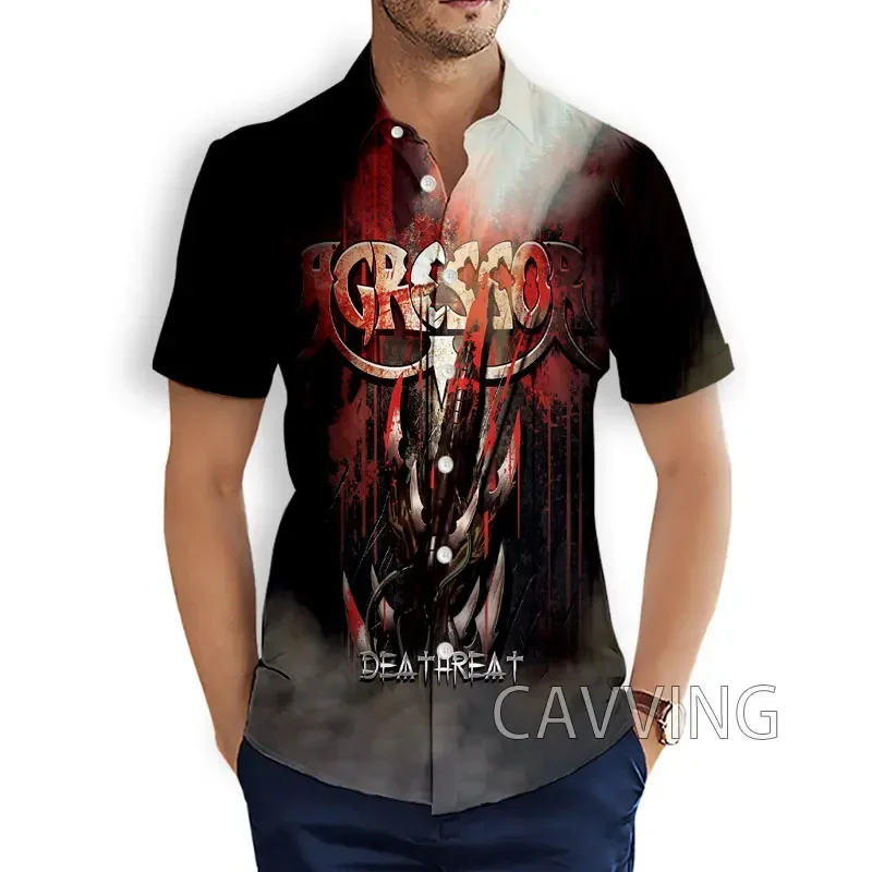 CAVVING 3D Printed  Agressor  Band   Fashion Casual Shirts Men's  Short Sleeves Loose Breathable Hawaii  Shirts