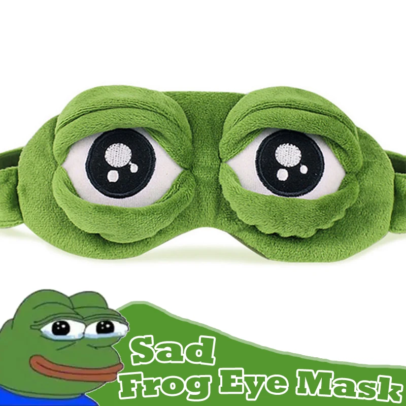 Masque de sommeil Sad Frog pour enfants et adultes, couvre-yeux en peluche, bandeau pour les yeux, patchs mignons, doux, dessin animé, cadeau de voyage relaxant