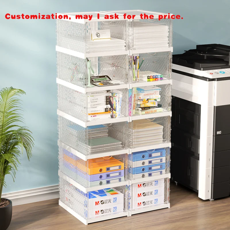 custom.Plastic Foldable Five-Tier File Cabinet No Tools Assembly Space-Saving Collapsible Storage Organizer 5L Capacity Home