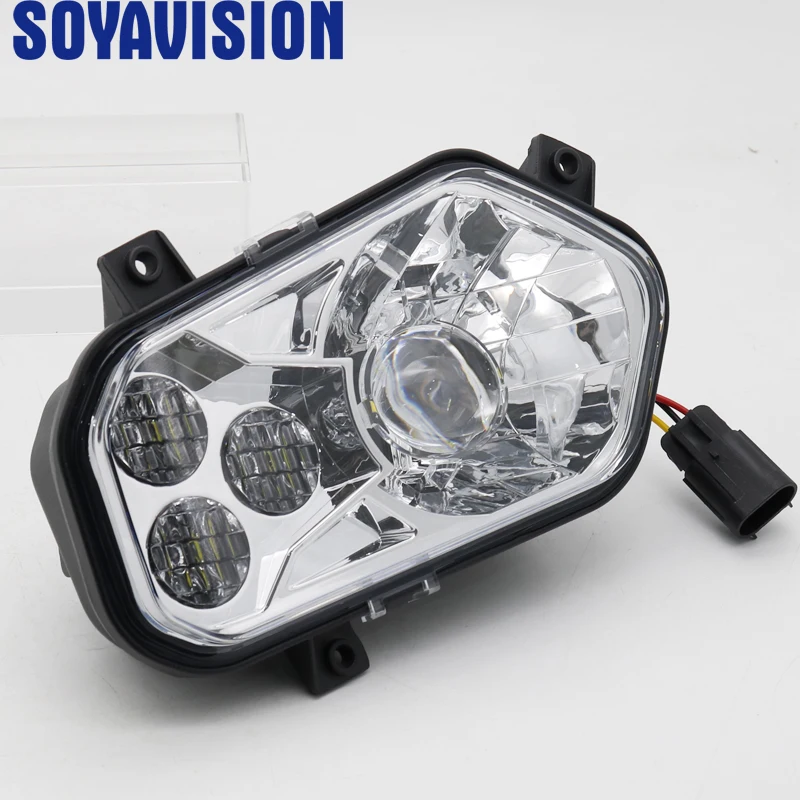 لبولاريس والرياضي LED طقم مصابيح أمامية كروم ATV UTV استبدال المصابيح الأمامية ل RZR 800 900 الحارس نموذج 2011-2014 #3