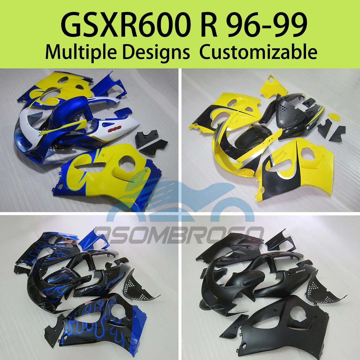 Fairing Kit for SUZUKI GSXR600 R 96 97 98 99 Prime Injection Motorcycle Aftermarket Faiirngs GSXR 600 1996 1997 1998 1999