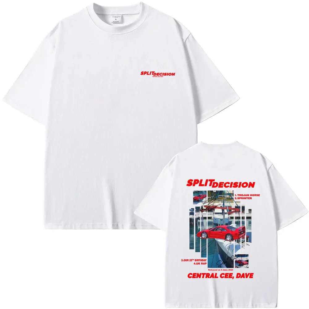 2026 Rapper Central Cee & Dave Split Decided Album Men's Graphic Cotton T-shirt Retro Hip-hop Fashion Pop Music T-shirt