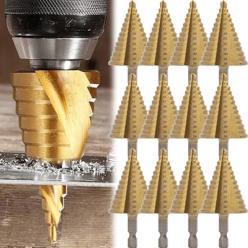 5-35mm Schritt Bohrer Bits High-Speed Stahl Bit Set Metall Stanzen Loch Opener Bohren Werkzeug Hardware elektrische Bohren Zubehör