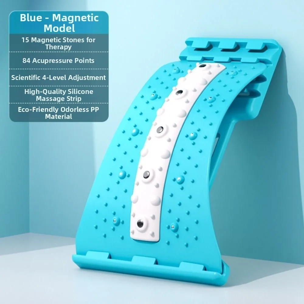 Ergonomic Design Back Massager with Magnetic Stones Adjustable Lumbar Stretcher Acupressure Points Silicone Strip
