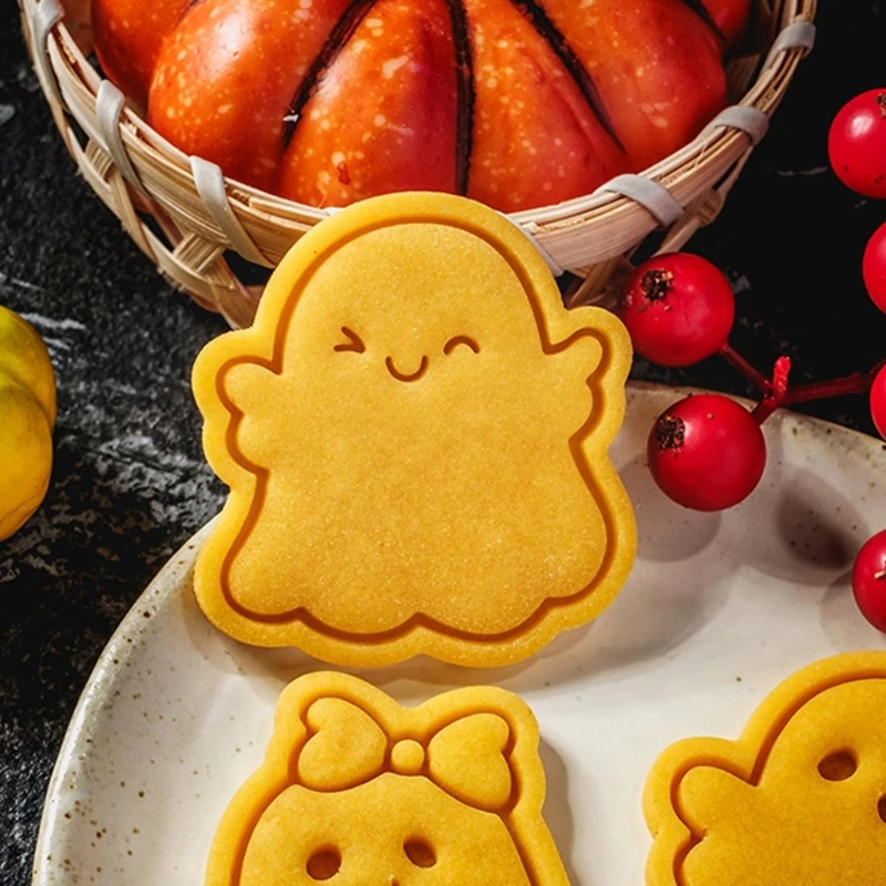 5 Pack Small Biscuit Moulds Halloween Biscuit Stamps Devil Series Small Cookie Molds for Special Greetings