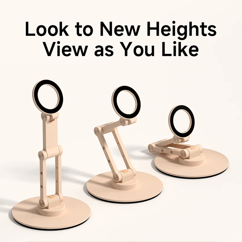 Hagibis Magnetic Phone Stand for MagSafe 360° Rotation Foldable Desk Phone Holder Height Adjustable for iPhone 17 Pro Max 16 15