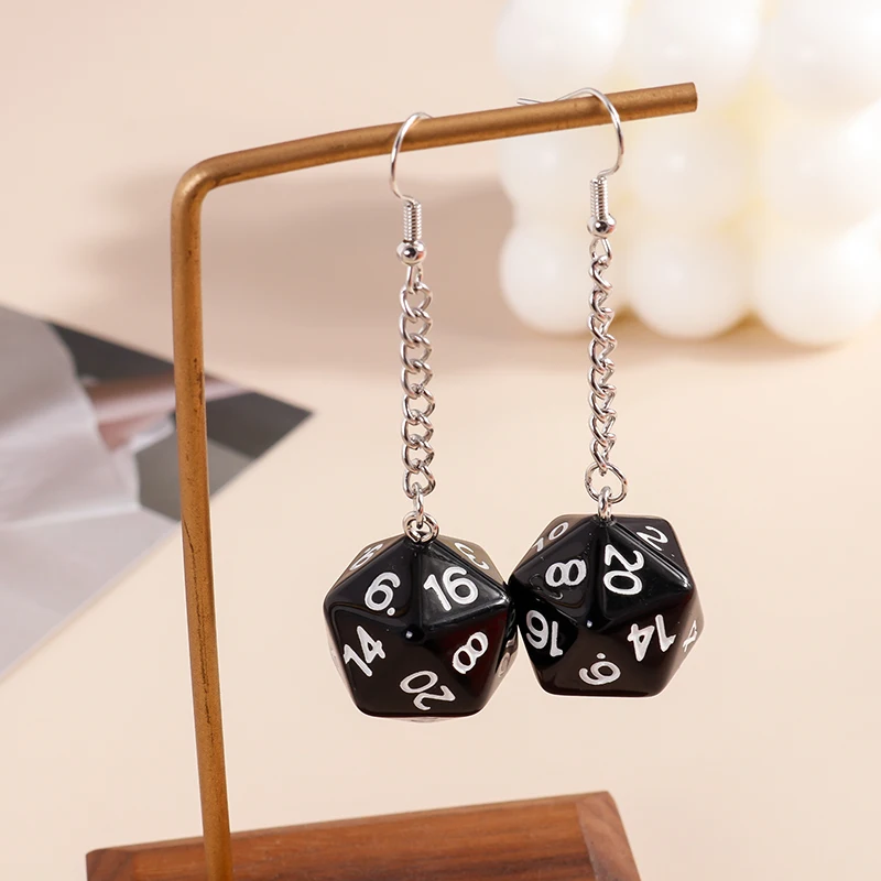 Lustige Acryl-Zahlenwürfel-Tropfenohrringe für Frauen, lange baumelnde Ohrringe, Ohrbügel, Mädchen, Party, Urlaub, Schmuck, Geschenke – Detail 14