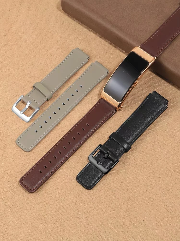 Pulseira de couro esportiva inteligente de liberação rápida de 16 mm compatível com pulseira Huawei Band B7/B6/B3/B8