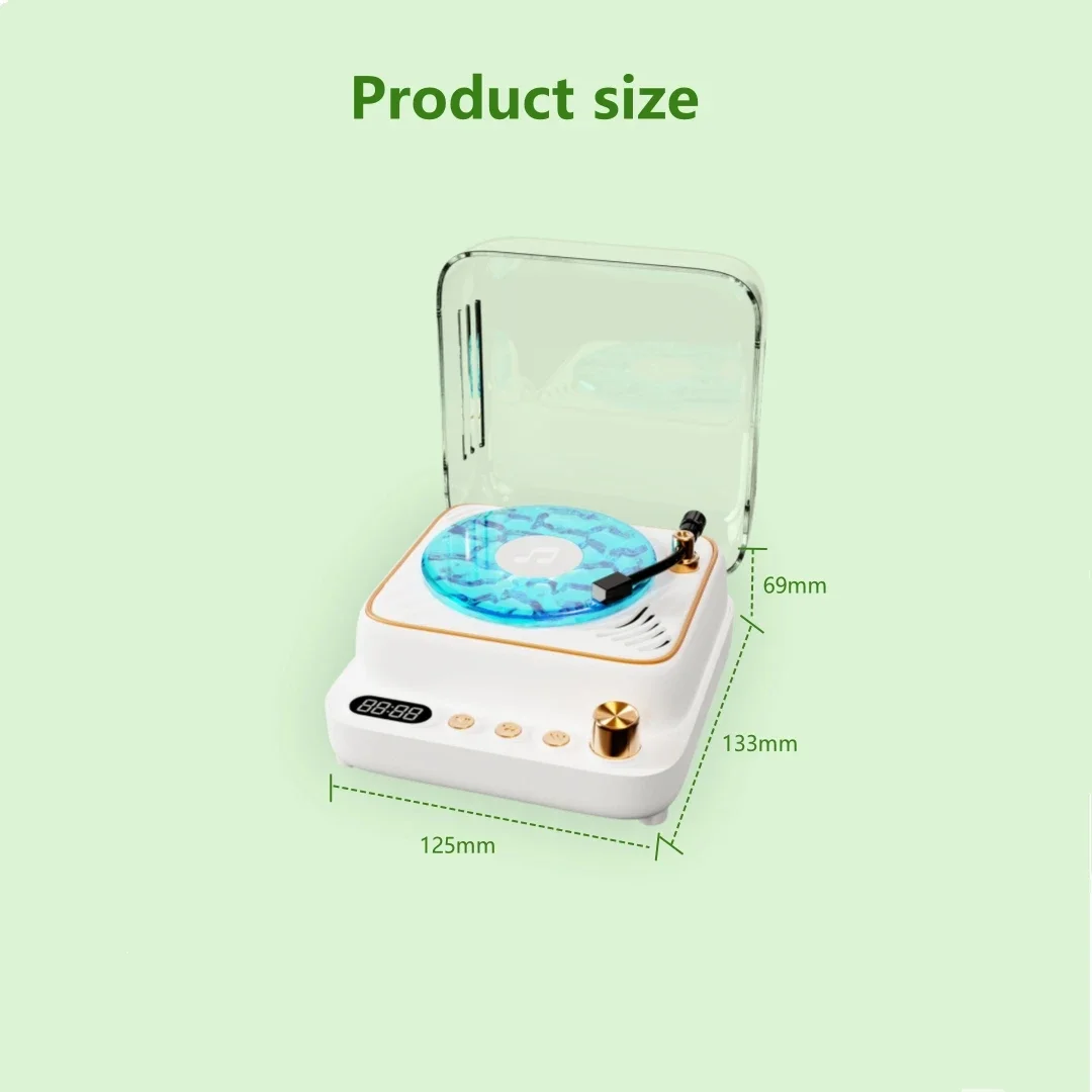 Portable Wave Vinyl Record Player 360 Stereo Surround Retro Bluetooth Speakers RGB Light Lamp Multifunctional Karaoke Machine
