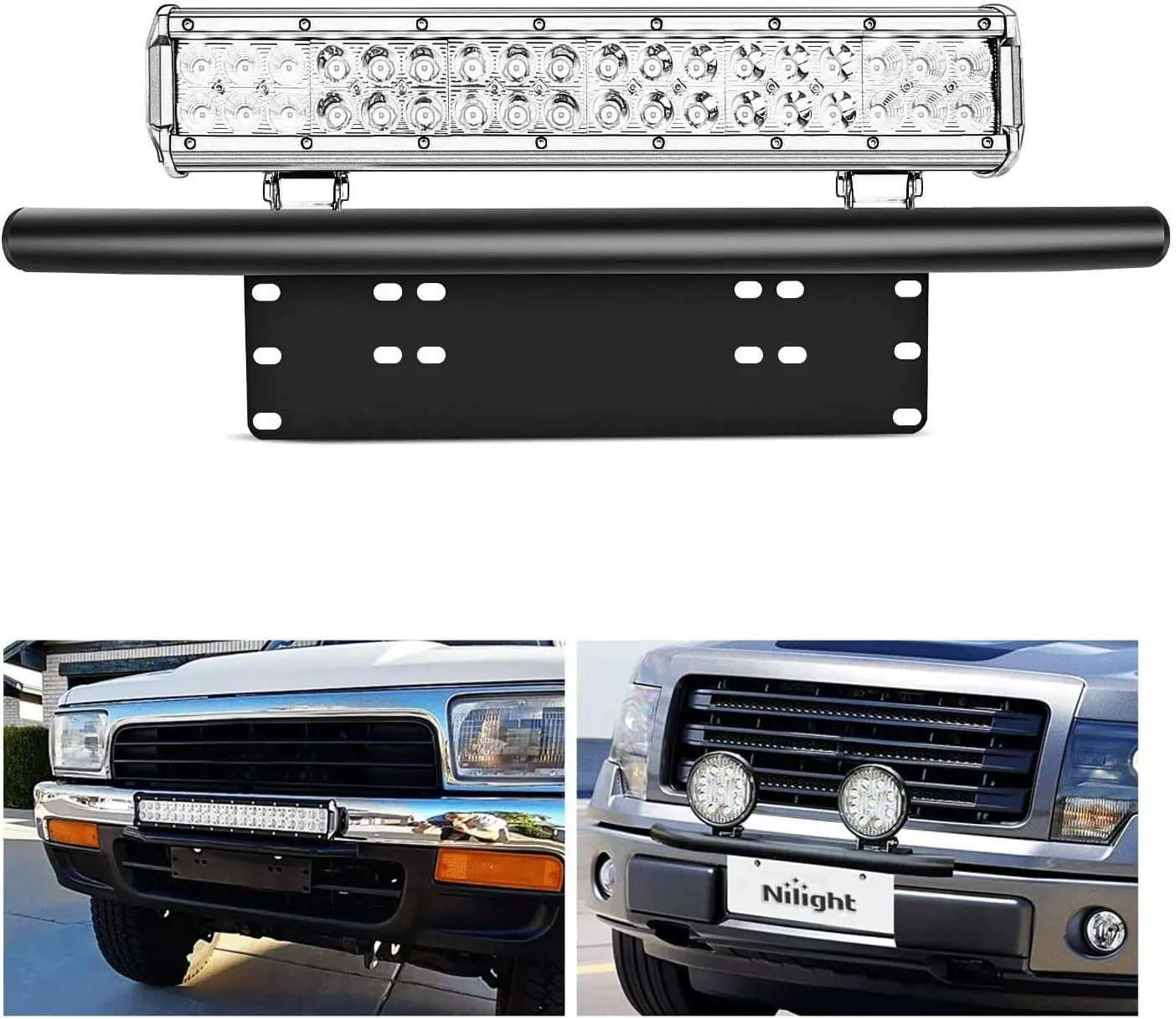 90021B Light Bar Mounting Bracket Front License Plate Frame Bracket Holder for Off-Road Lights LED Work Lamps