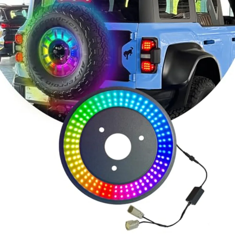 

RGB Spare Tire Brake Light for Ford Bronco 2021 2022 2023 2024 Bluetooth Control RGB Running Lights and LED 3rd Third Brake Lig