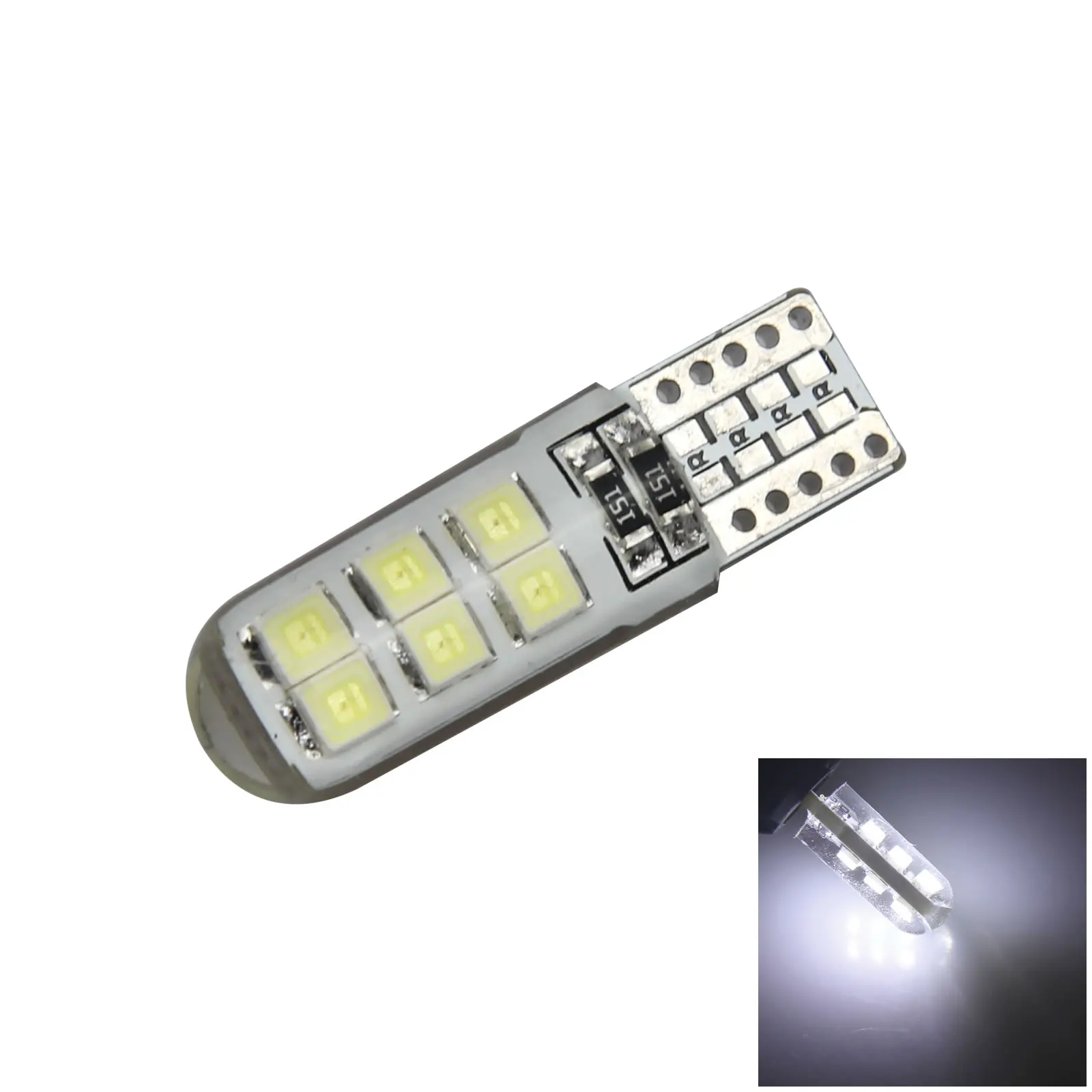 1x White RV T10 W5W Malibu Landscape Light Wedge Lamp Silicone 12 2835 SMD LED 147 152 158 12961 Z2746